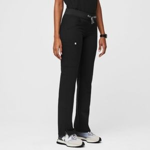 FIGS Technical Collection (Size L) Black Kade Cargo Drawstring Waist Scrub Pant